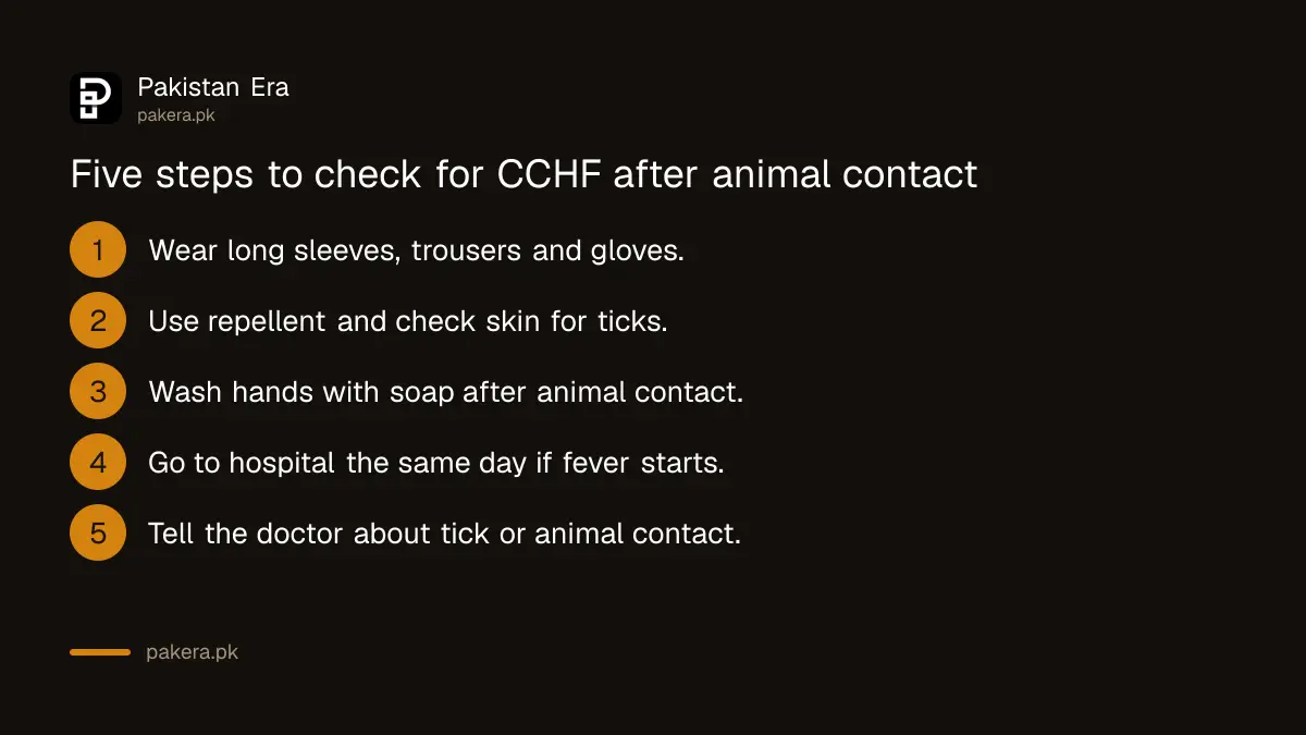Five steps to check for CCHF after tick or livestock contact in Pakistan
