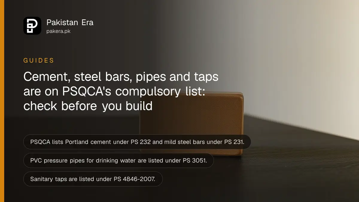 A wooden block on a dark wooden table, for a guide to checking PSQCA licences on cement, steel bars and pipes in Pakistan