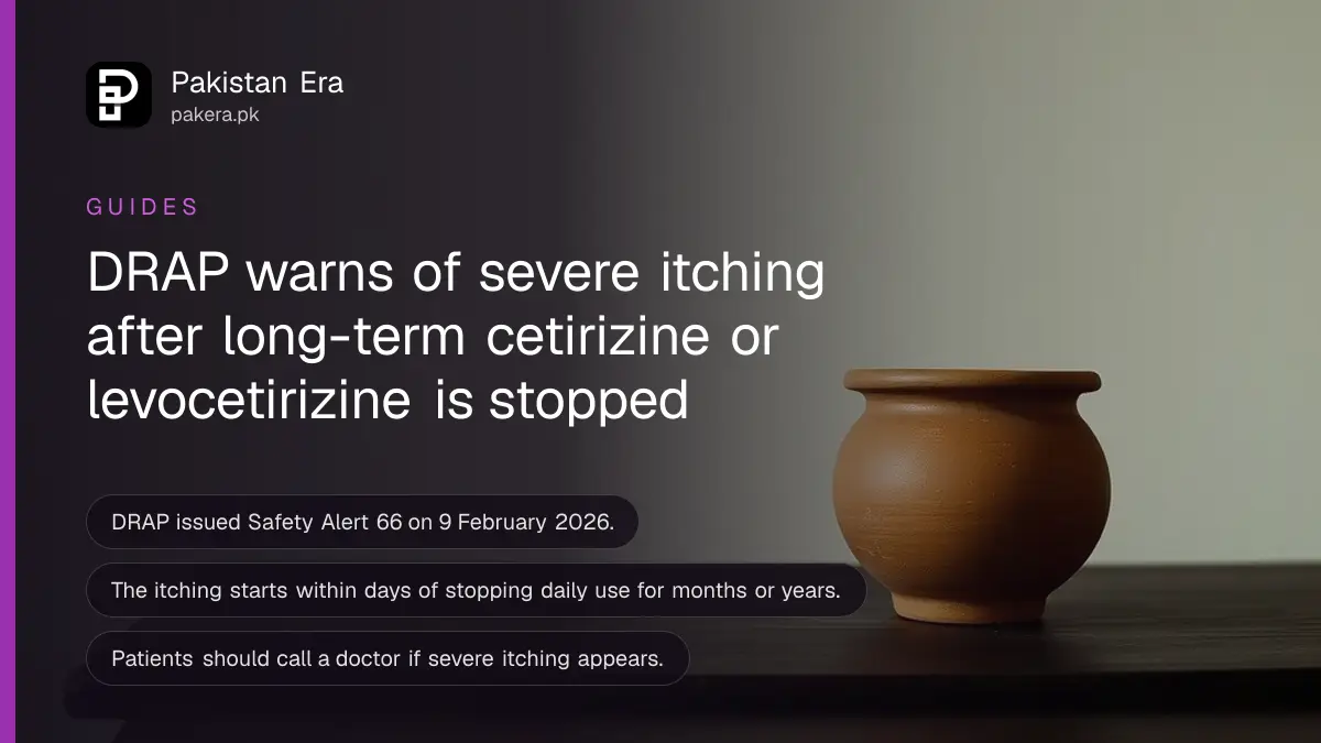 A clay pot on a dark wooden table, for a DRAP safety alert on cetirizine and levocetirizine