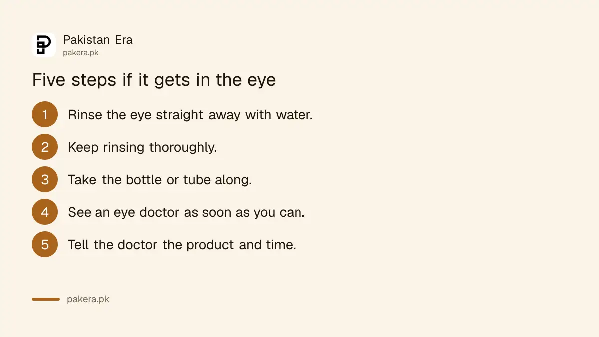 Steps after chlorhexidine antiseptic gets in the eye
