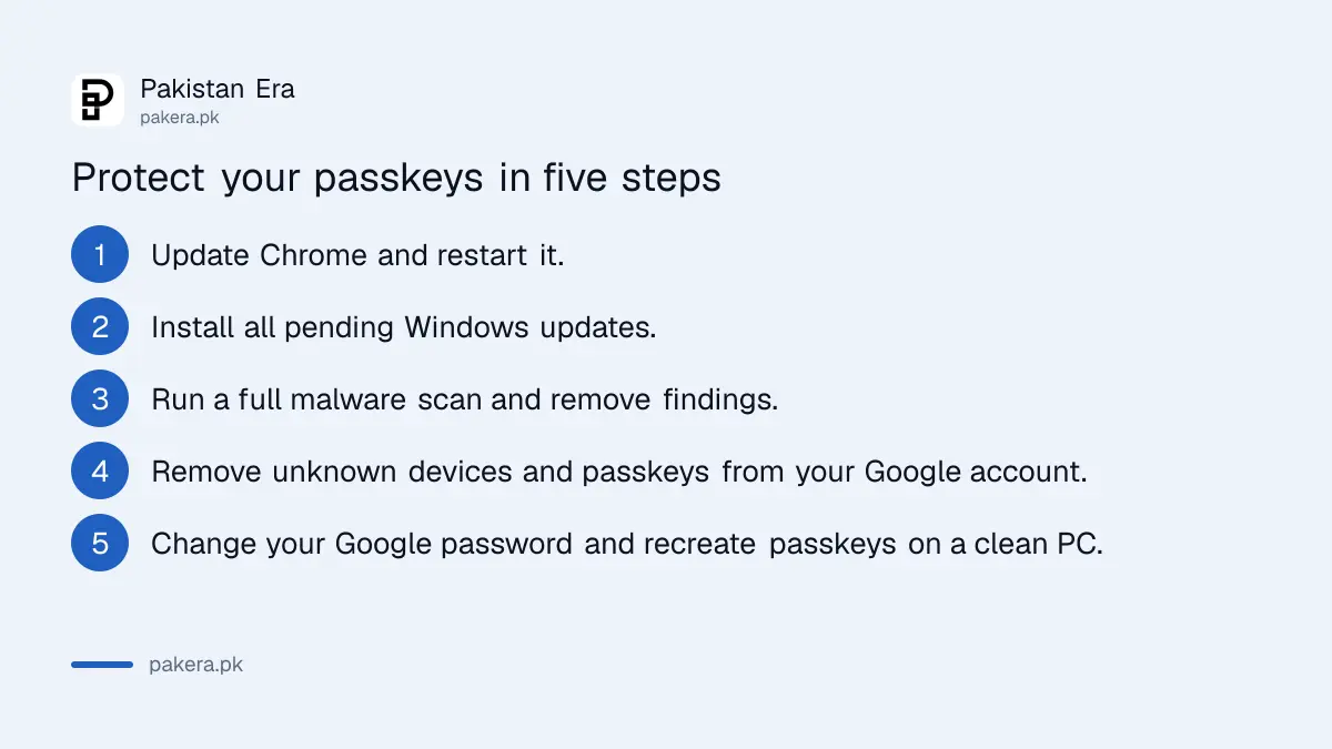 Steps to protect Chrome synced passkeys on a Windows PC in Pakistan