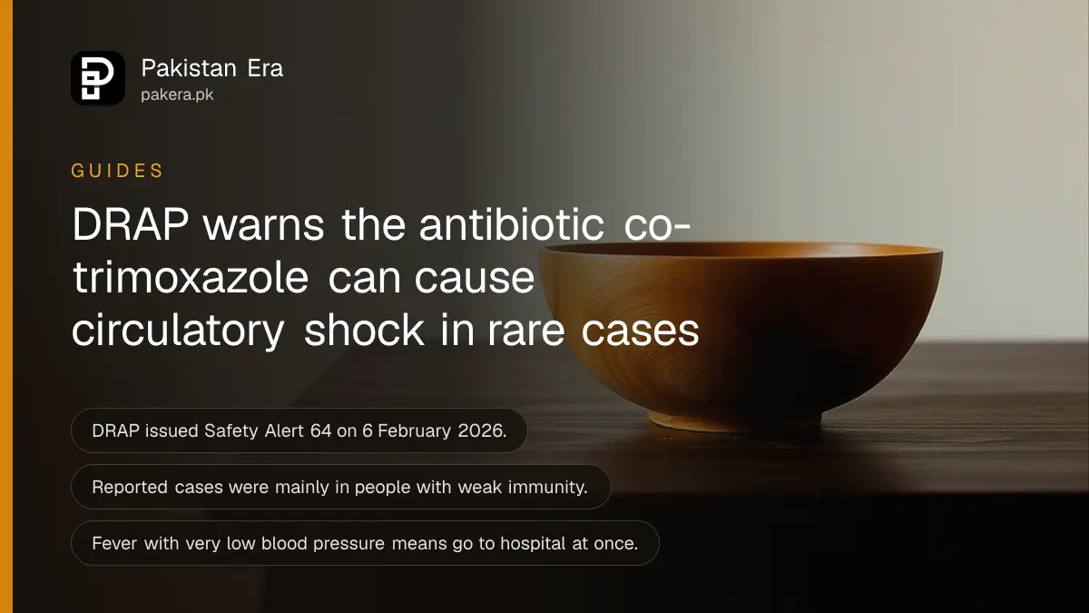 A wooden bowl on a dark wooden table, for a DRAP safety alert on an antibiotic