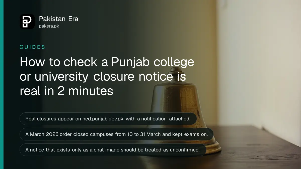 A plain brass bell on a dark wooden table, for a guide on checking college closure notices in Punjab