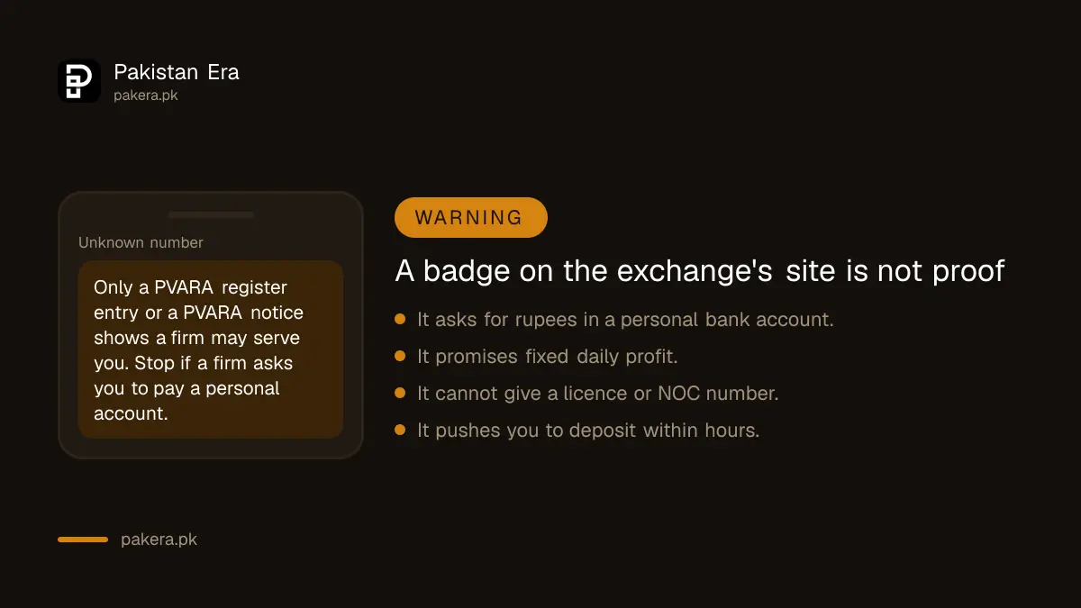 Warning about depositing money on a crypto platform not on the PVARA register