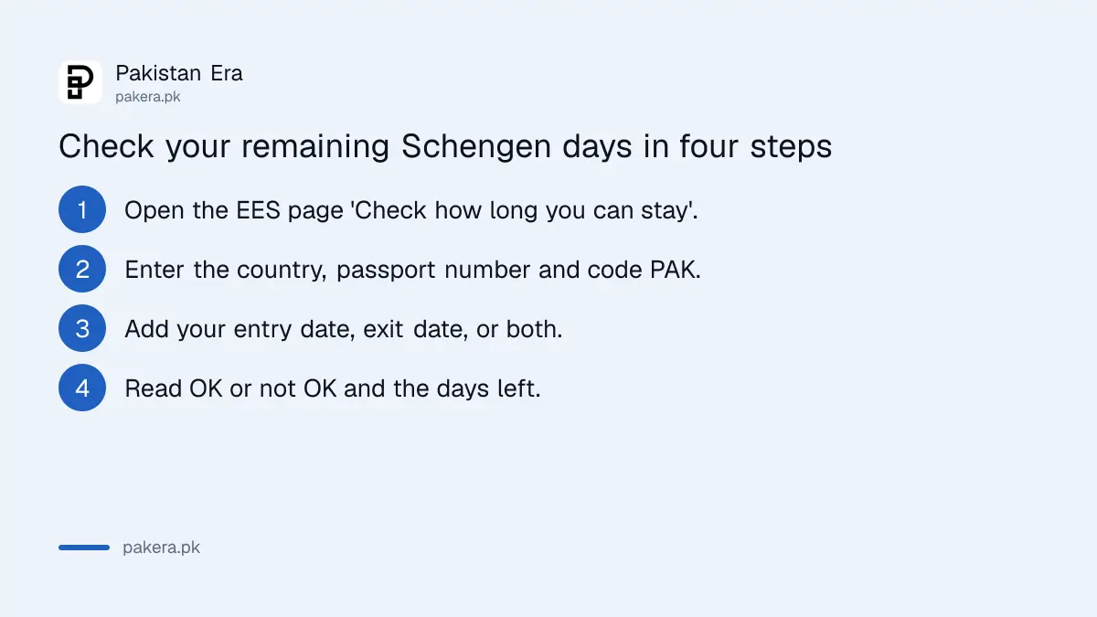 Four steps to check remaining days on the EU Entry Exit System tool