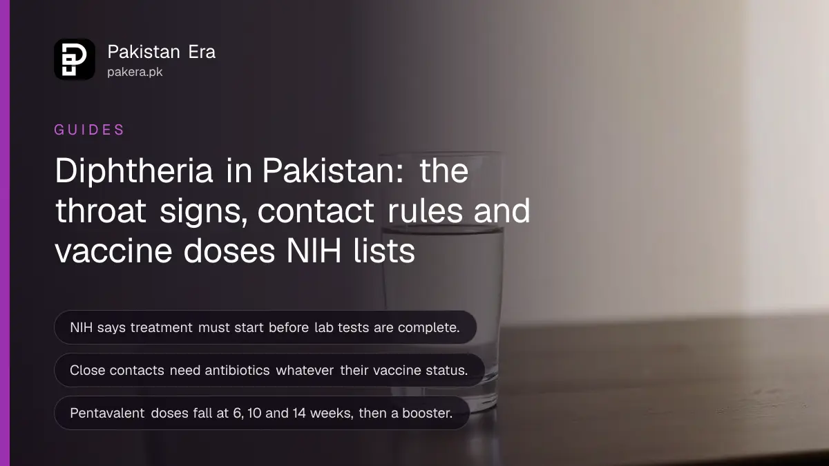 A glass of water on a dark wooden table, for an article on diphtheria pakistan