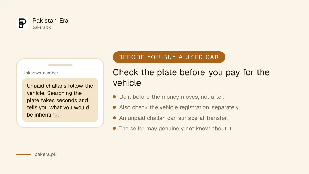 Check a vehicle for unpaid challans before buying it