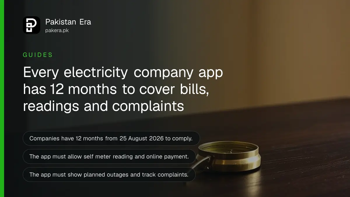 A brass compass on a dark wooden table, for a guide to electricity company app features in Pakistan