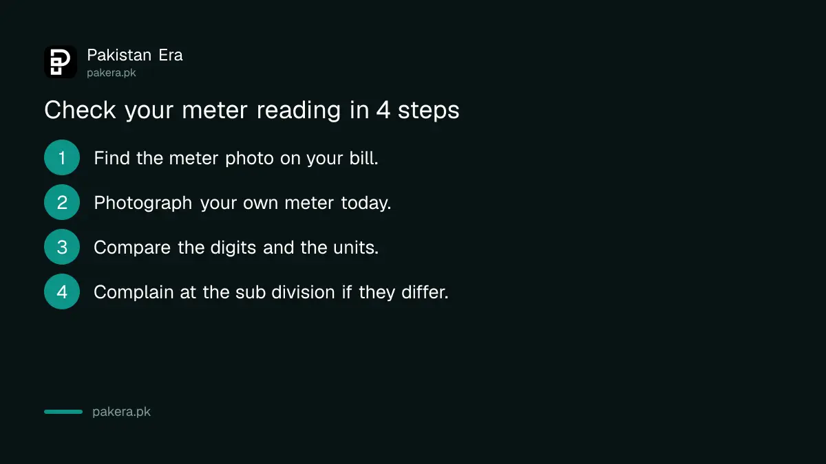 Four steps to check your electricity meter reading against the snapshot on your bill