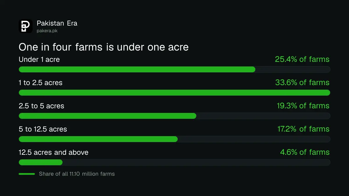 Share of farms and share of farm land by farm size in Pakistan