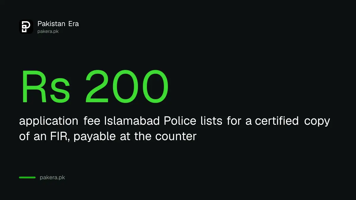 Islamabad Police lists Rs 200 for a certified FIR copy