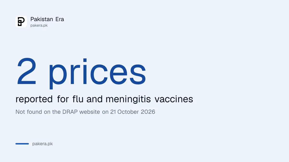 Two vaccine prices reported in a DRAP circular, not yet seen on DRAP's website