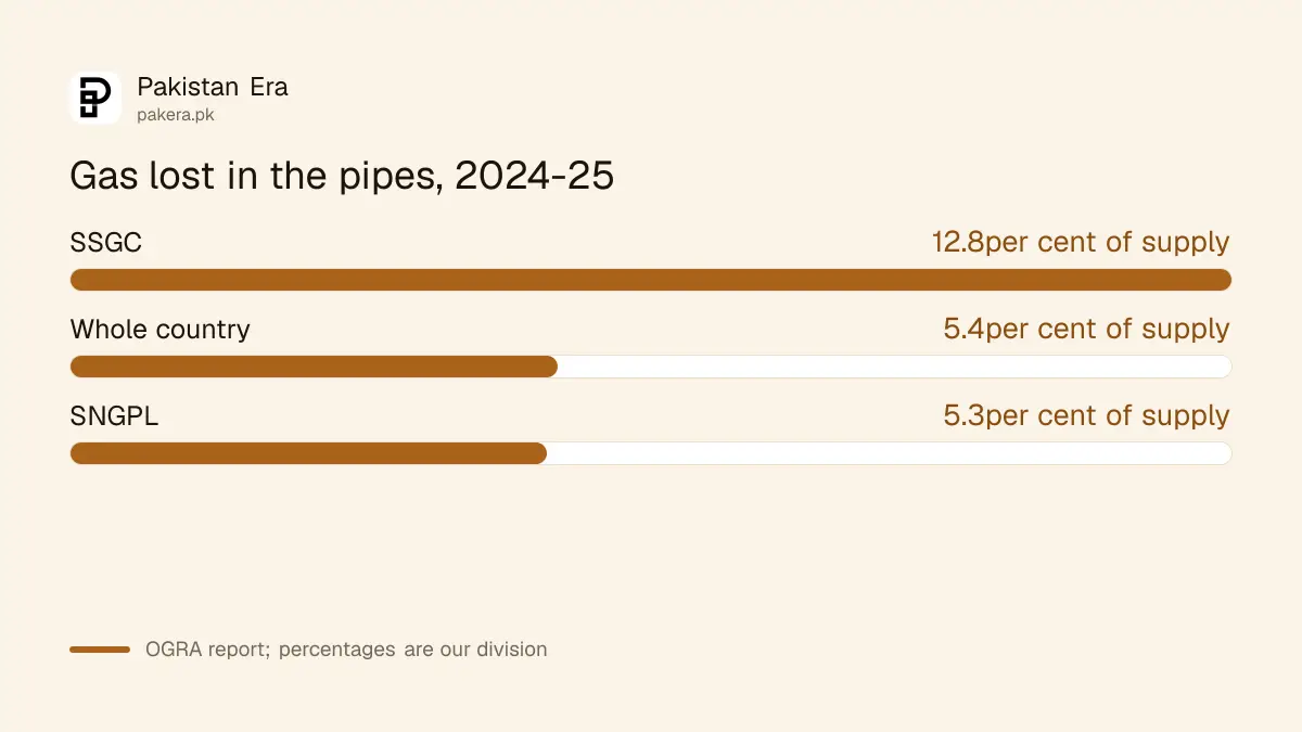 Gas loss share of SNGPL at 5.3 per cent and SSGC at 12.8 per cent in 2024-25