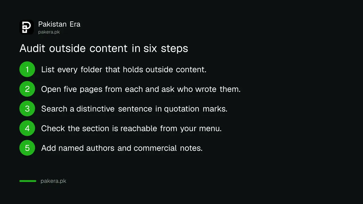 Six steps to audit outside content on a Pakistan website against Google site reputation policy