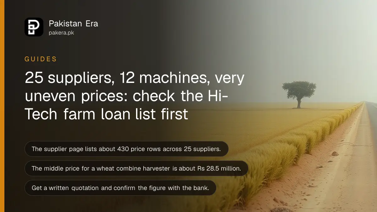 A flat wheat field at the edge of a road in Punjab, for a guide on farm machine loan prices