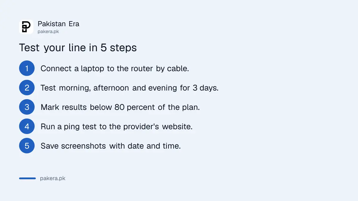 Five steps to test home broadband speed against PTA's 80 percent benchmark