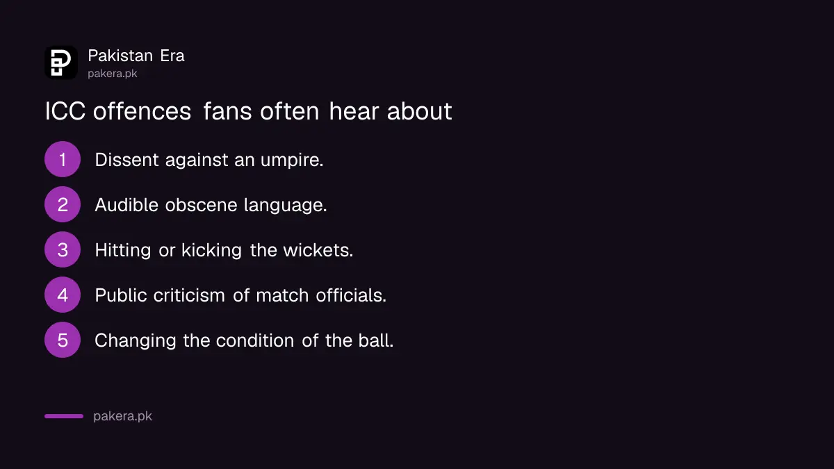 Examples of conduct the ICC Code of Conduct lists as offences