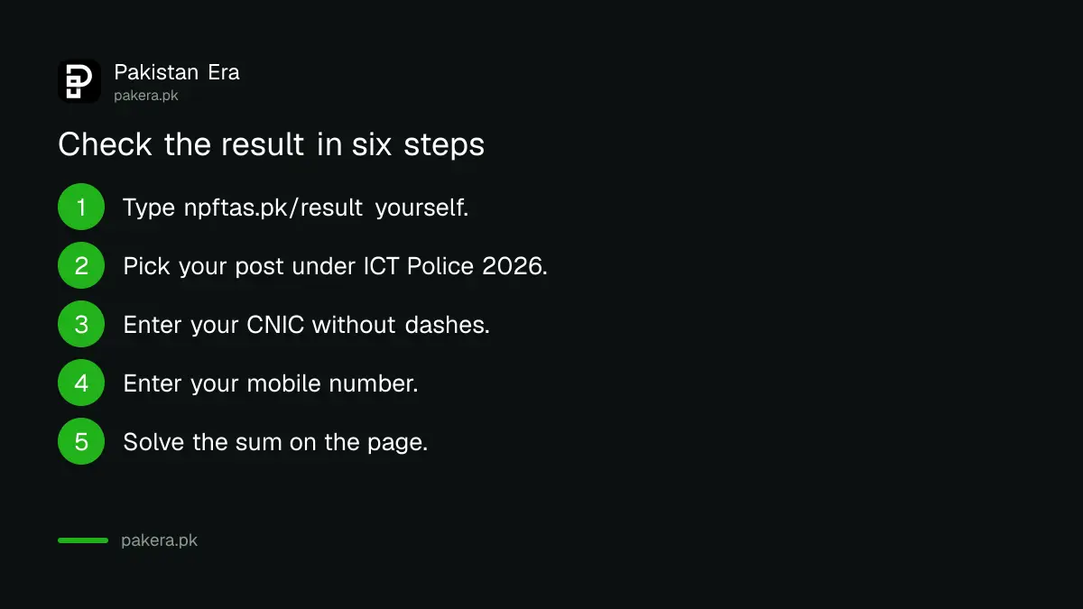 Six steps to check the ICT Police CBT result on the NPF-TAS portal using a CNIC