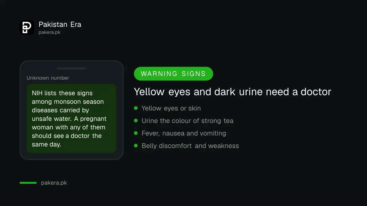 Signs of hepatitis A and E in Pakistan: jaundice, dark urine, fever and nausea