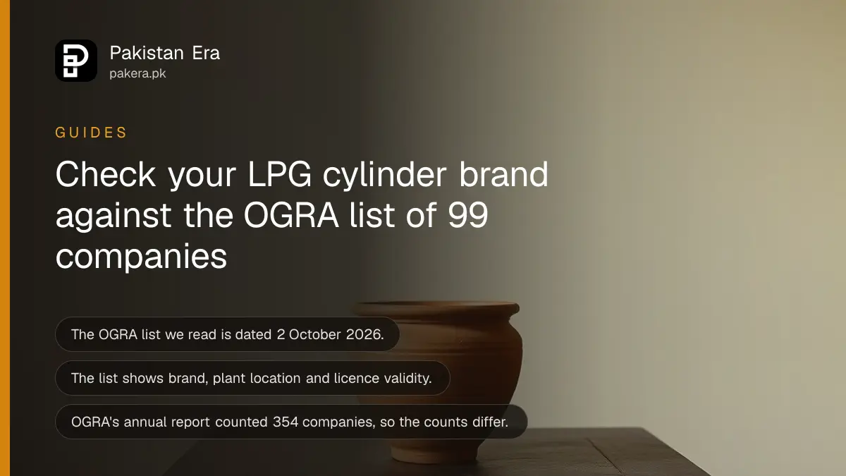 A terracotta pot on a dark wooden table, for a guide to checking LPG company licences in Pakistan