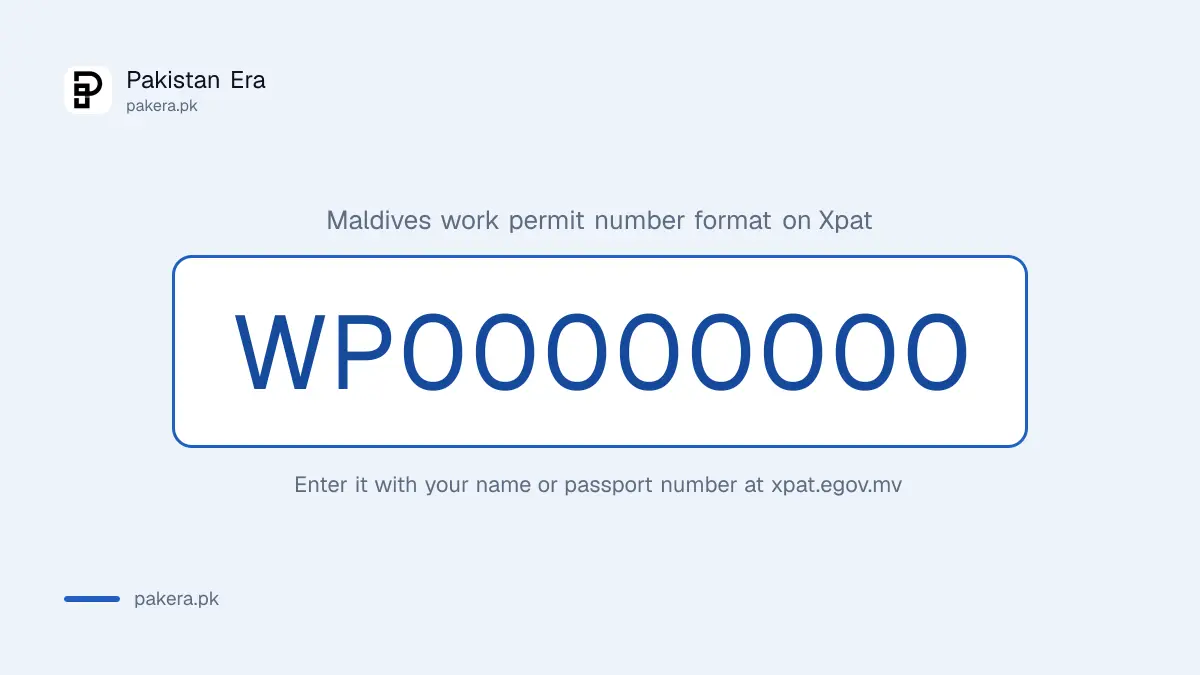 Maldives work permit number format WP00000000 for the Xpat verification page