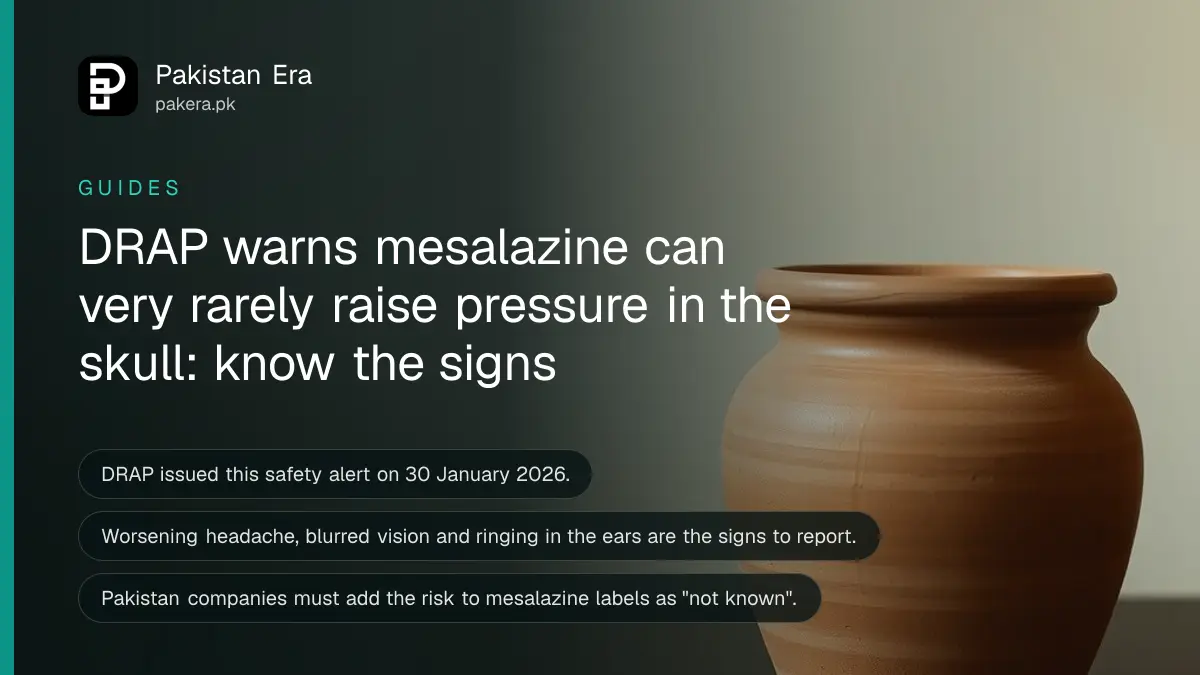 A terracotta pot on a dark wooden table, for a guide on the DRAP mesalazine safety alert in Pakistan