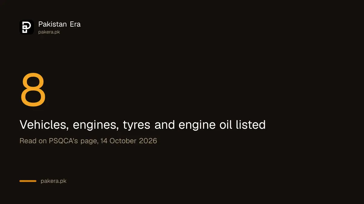 Vehicle items on the PSQCA compulsory list: two-wheelers, tyres and engine oil