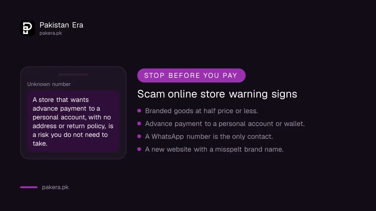 Warning signs of a scam online store in Pakistan