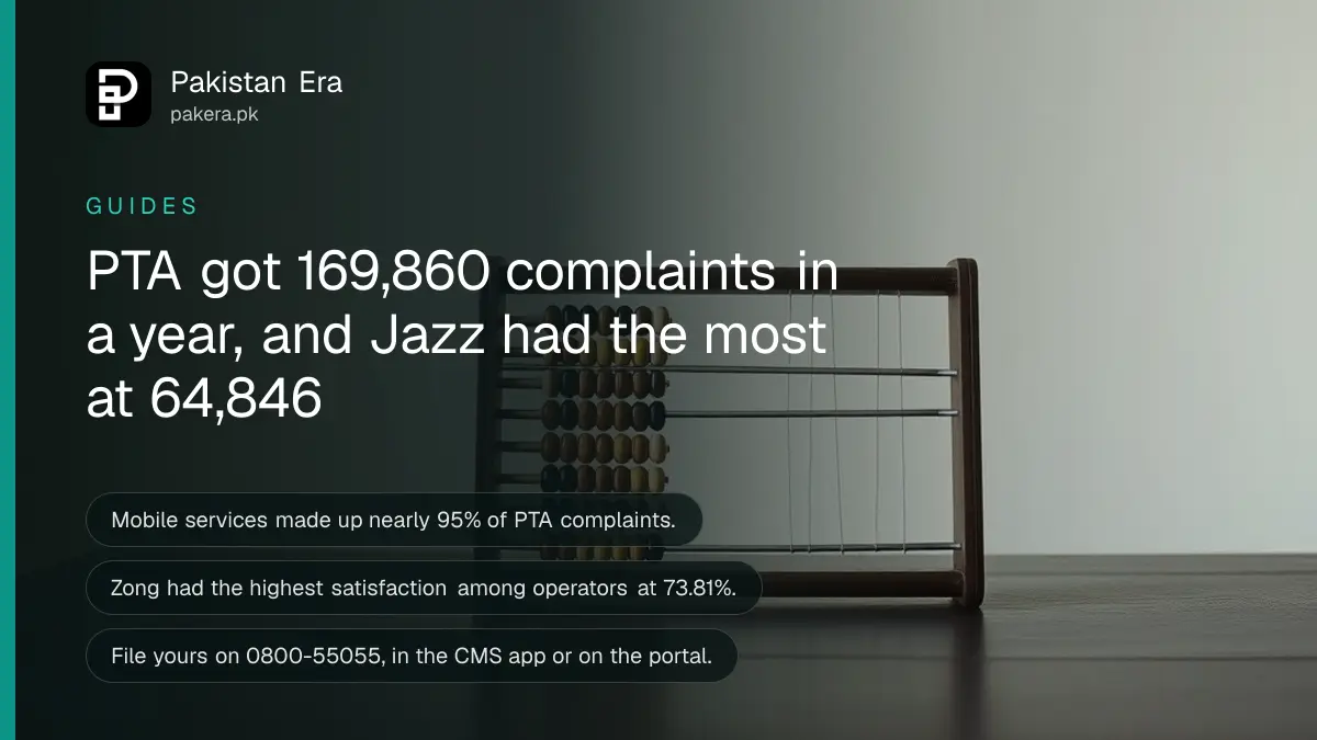 An abacus on a dark wooden table, for a guide to PTA complaint numbers by mobile operator in Pakistan