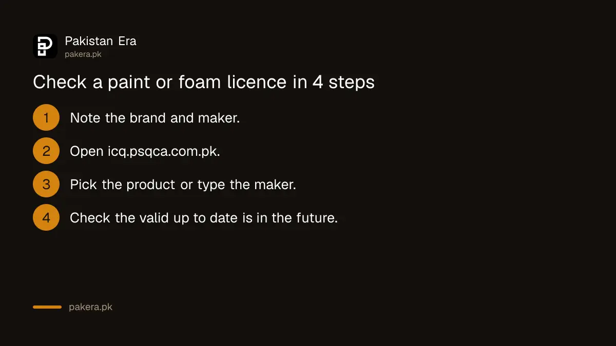 Four steps to check a PSQCA licence for paint, mattress foam or flooring