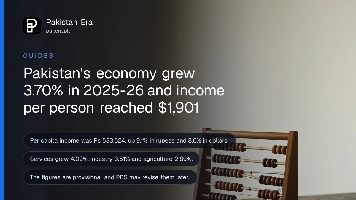 A wooden abacus on a dark wooden table, for an article on Pakistan per capita income and GDP growth