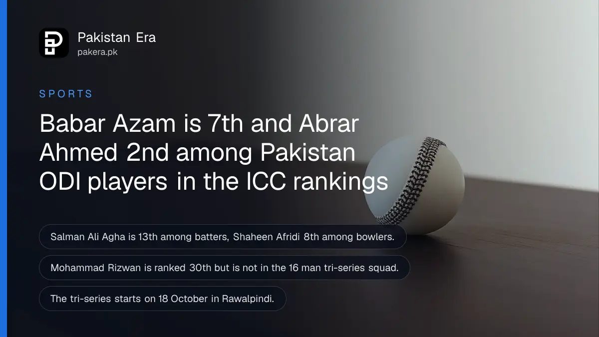 A white cricket ball on a dark wooden table, for an article on Pakistan players in the ICC ODI rankings