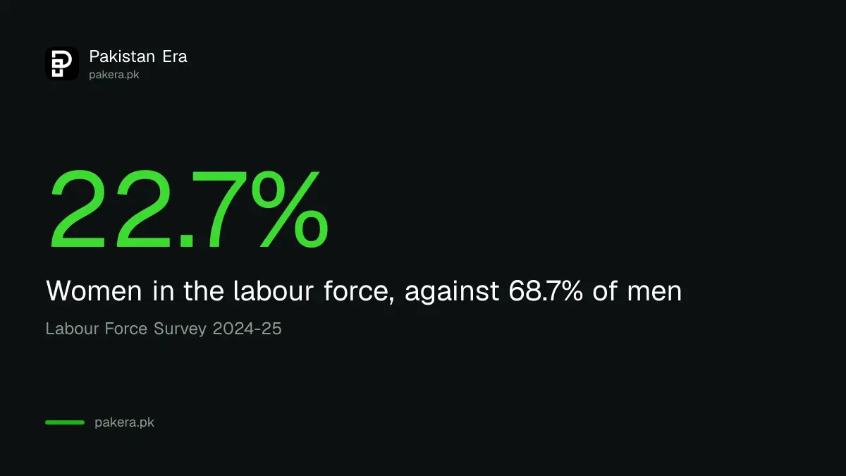 Share of Pakistani women in the labour force, 22.7 per cent, LFS 2024-25