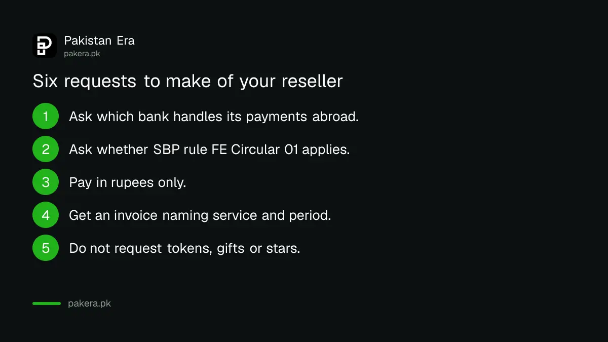 Six requests to make of a Pakistani reseller before paying it for ads or software
