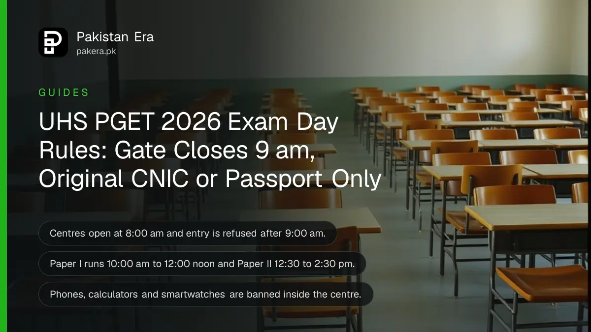 Empty exam desks in a bright examination hall