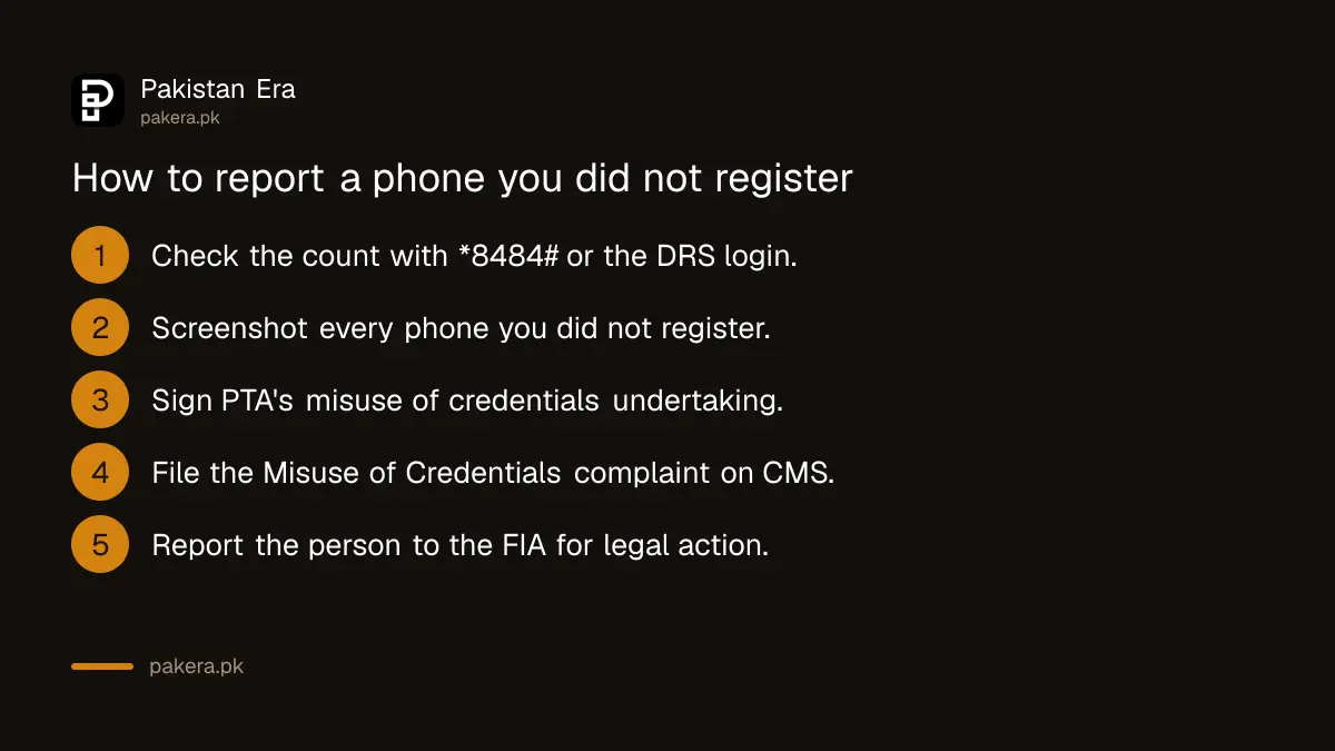 Steps to report a phone registered on your credentials to PTA in Pakistan