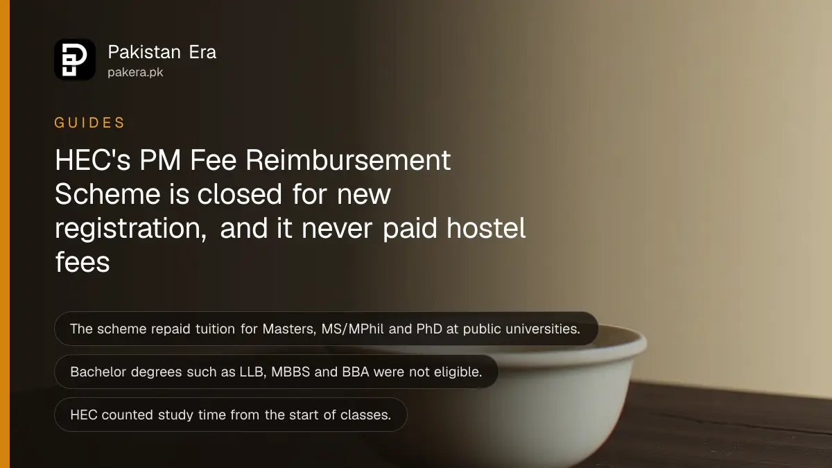 An empty ceramic bowl on a dark wooden table, for a guide to the closed HEC fee reimbursement scheme in Pakistan
