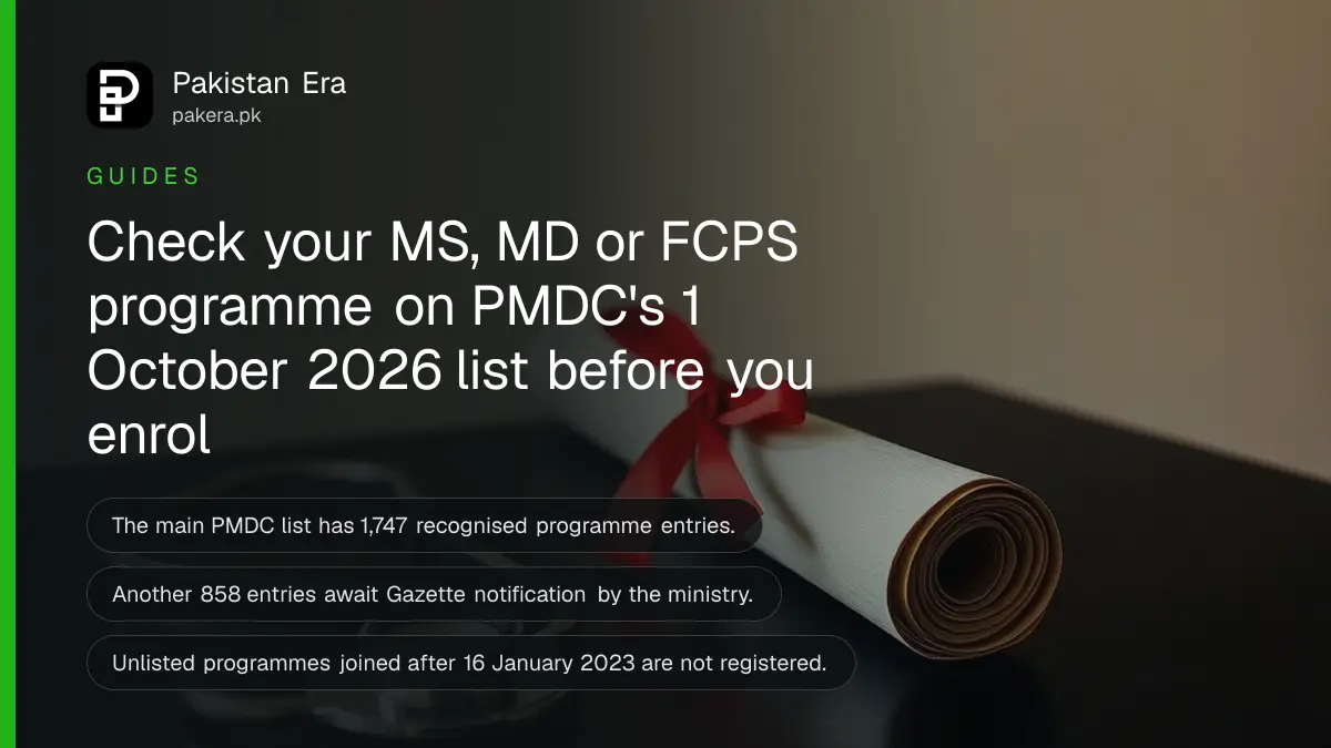 A rolled graduation scroll with a red ribbon and a stethoscope on a wooden table, for postgraduate medical study in Pakistan