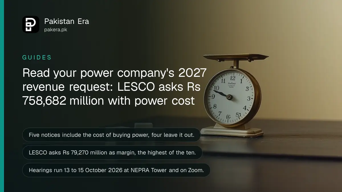 A small brass scale and wooden blocks on a dark wooden table, for a guide to power company tariff requests in Pakistan