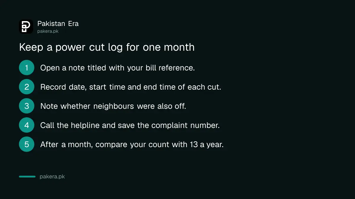 Steps to keep a power cut log