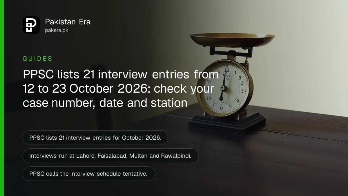 A brass scale on a dark wooden table, for an article on ppsc interview schedule october 2026