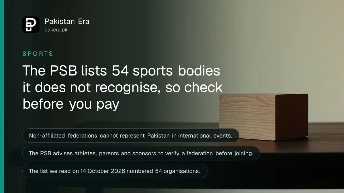 A wooden block on a dark wooden table, for a guide to checking the Pakistan Sports Board list of non-affiliated sports bodies