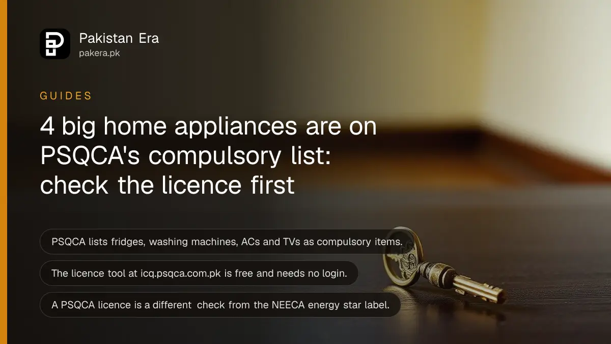 A brass key on a dark wooden table, for a guide to checking PSQCA standards on home appliances in Pakistan