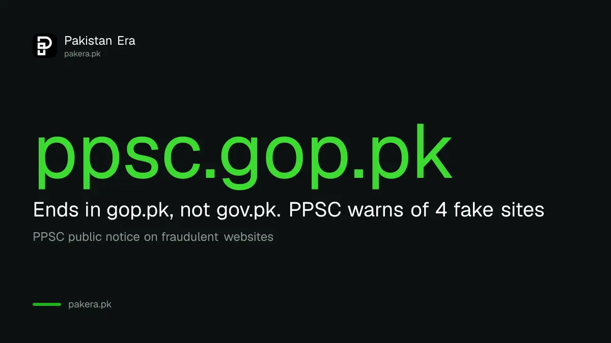 The only official PPSC website is ppsc.gop.pk, with a warning about fake PPSC sites