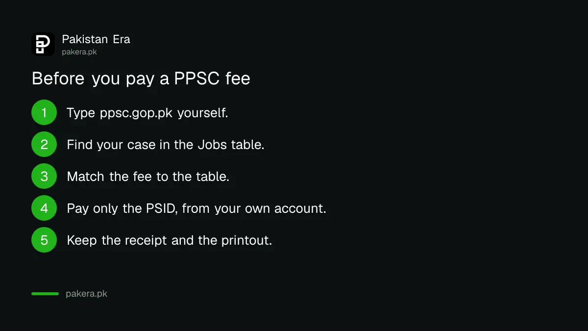 Five steps to check you are on the real PPSC website before paying a fee