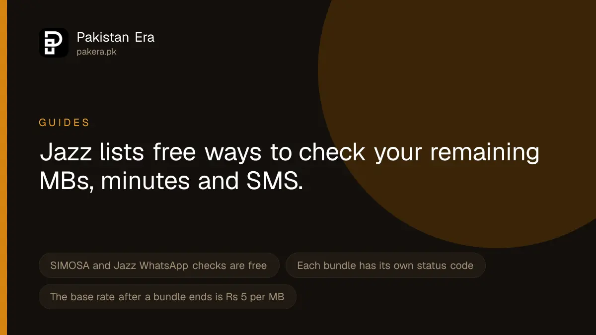 How to check remaining Jazz MBs, minutes and SMS