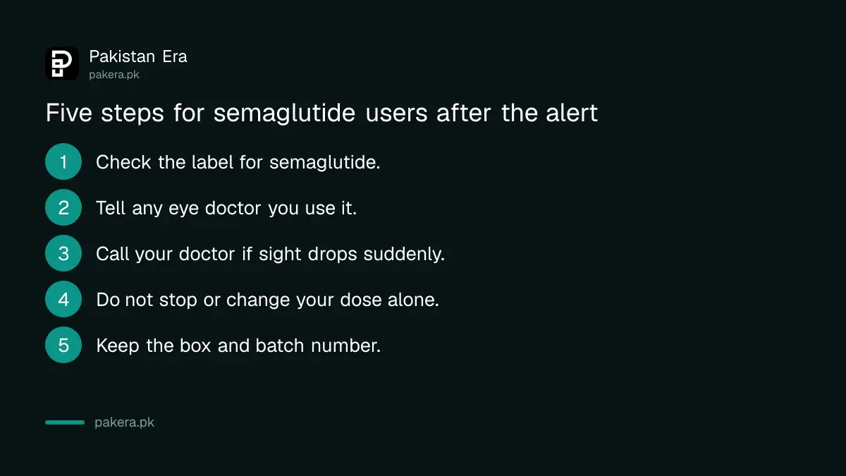 Five steps for semaglutide users after DRAP's NAION warning in Pakistan