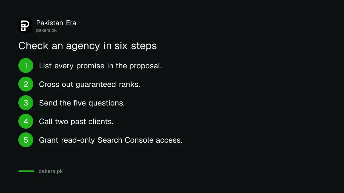 Six steps to check an SEO agency before paying in Pakistan
