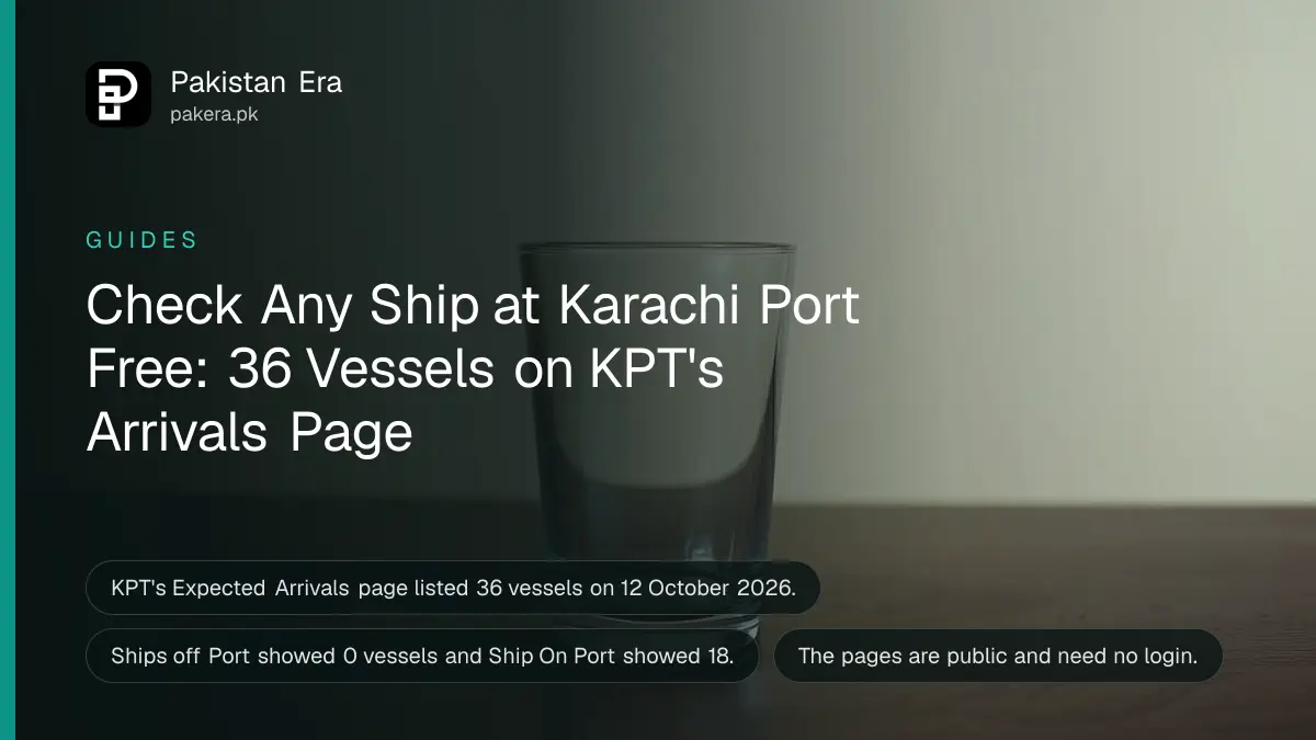 A plain empty glass tumbler on a dark wooden table, for an article on karachi port expected arrivals