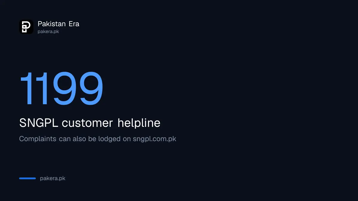 SNGPL helpline 1199